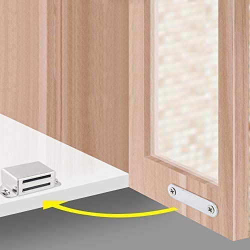 Mousike Cabinet Magnets Magnetic Door Catch Stainless Steel Door Magnet for Kitchen Bathroom Cupboard Wardrobe Closet Closures Cabinet Door Drawer Latch 20 lbs(6Pack)