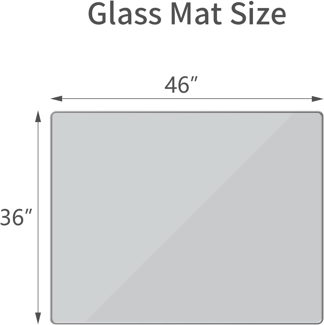 Tempered Glass Floor Mat for Office Chair, 36" x 46" Heavy Duty Hard Office Chair Mat, for Carpeted or Hard Floor, with 4 Anti-Slip Pads, Transparent