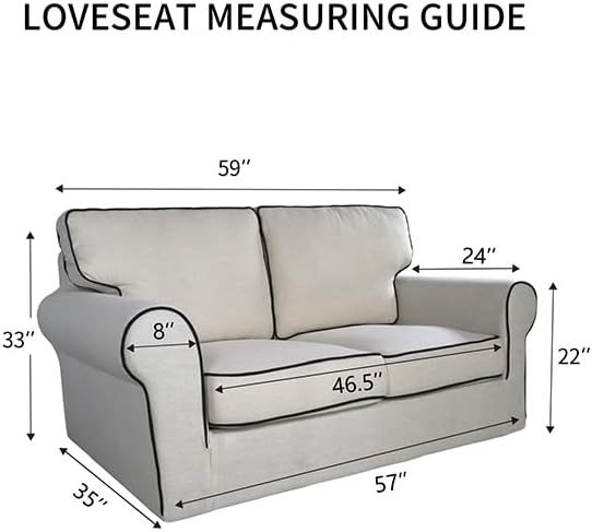 PureFit Reversible Quilted Sofa Cover, Water Resistant Slipcover Furniture Protector, Washable Couch Cover with Non Slip and Elastic Straps for Kids, Dogs, Pets (Loveseat, Ivory/Ivory)