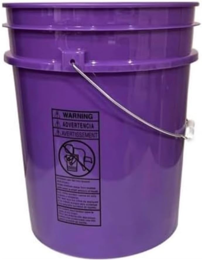 House Naturals 5 Gallon Premium HPDE Plastic Bucket - Made in USA Food Grade Storage Container, BPA Free All Purpose Pail (2, Purple)