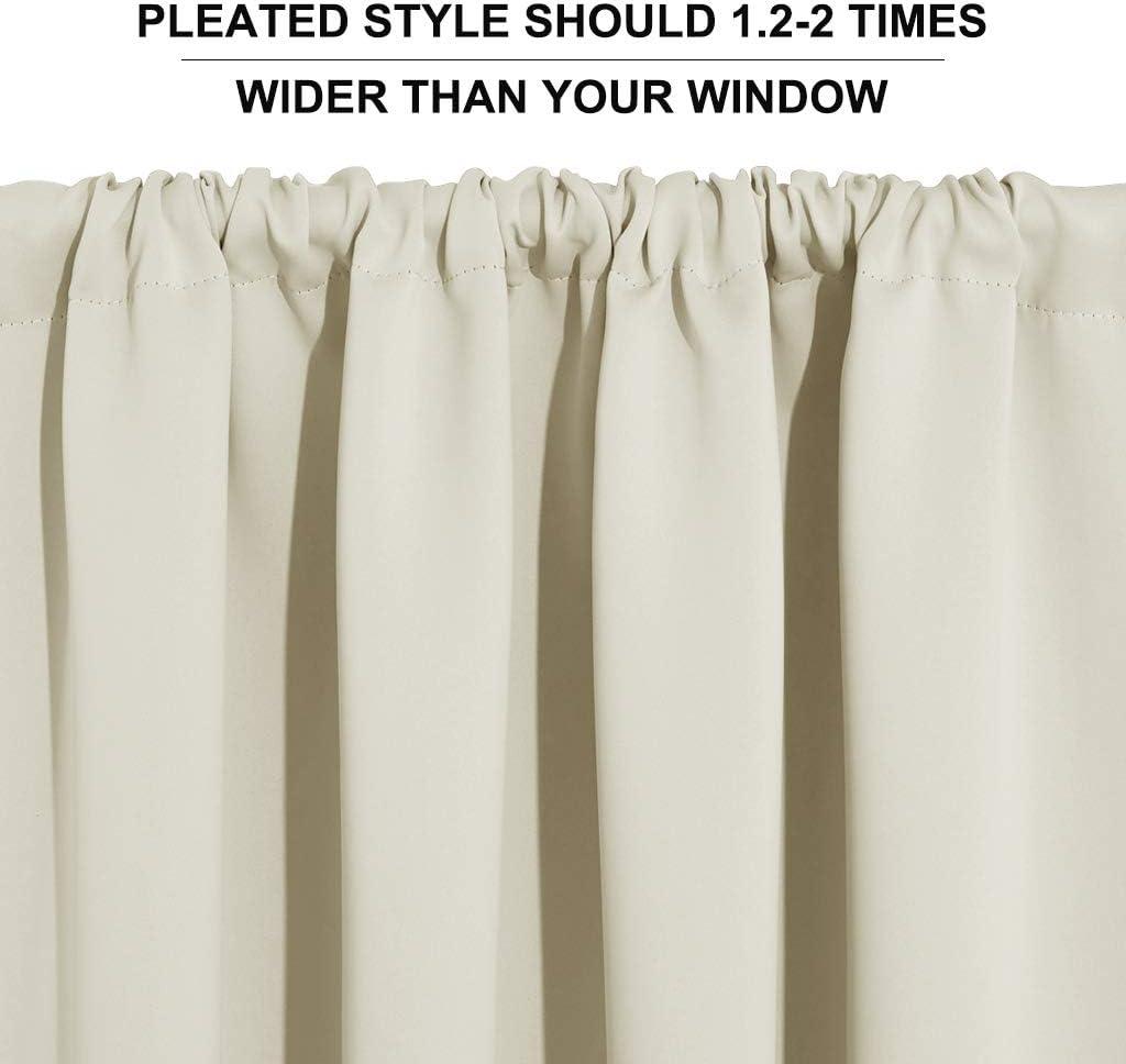 RYB HOME Small Window Curtains - Room Darkening Light Block Energy Efficient Privacy Drapes for Kitchen Dining Bedroom Bath Basement, W 42 x L 36 inches, Beige, 2 Panels