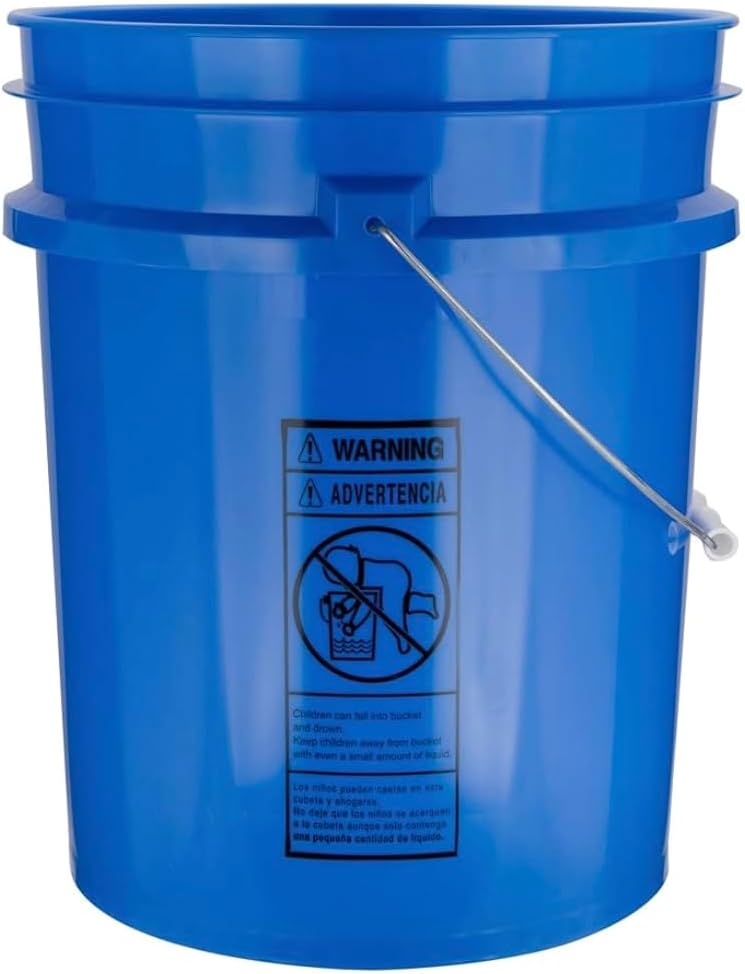House Naturals 5 Gallon Premium HPDE Plastic Bucket - Made in USA Food Grade Storage Container, BPA Free All Purpose Pail (4, Blue)