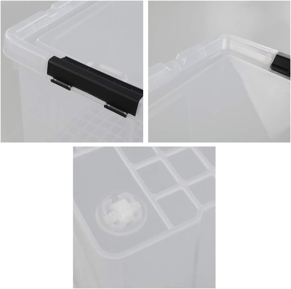 Pekky 50 Quart Clear Storage Containers/Bins with Lid,Wheels and Latching Handles, Large Rolling Storage Plastic Box Tote(4Packs)