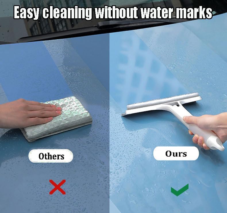 3 in 1 Window Cleaning Scraper, 3 in 1 Window Cleaner Squeegee, Scraper for Cleaning Windows, All-Purpose Window Squeegee with Sprayer for Glass, Wall, Kitchen, Car (White)