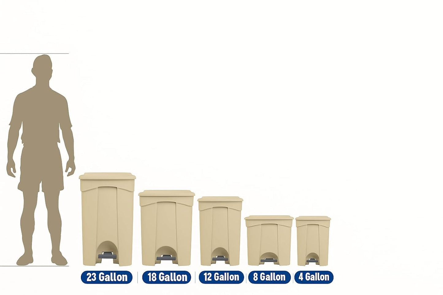 PRO&Family Step-On Trash Can with Lid, Plastic Waste Bin, Foot Pedal Operation (Black, 8 Gallon)