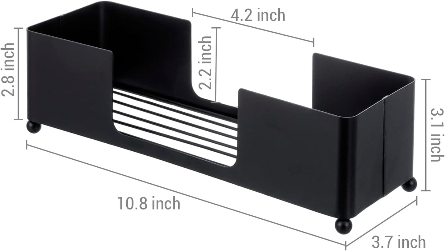 MyGift Modern Matte Black Metal Tabletop Commercial Folded Paper Towel Holder, Countertop Disposable Napkin Dispenser Tray for Guest Bathroom