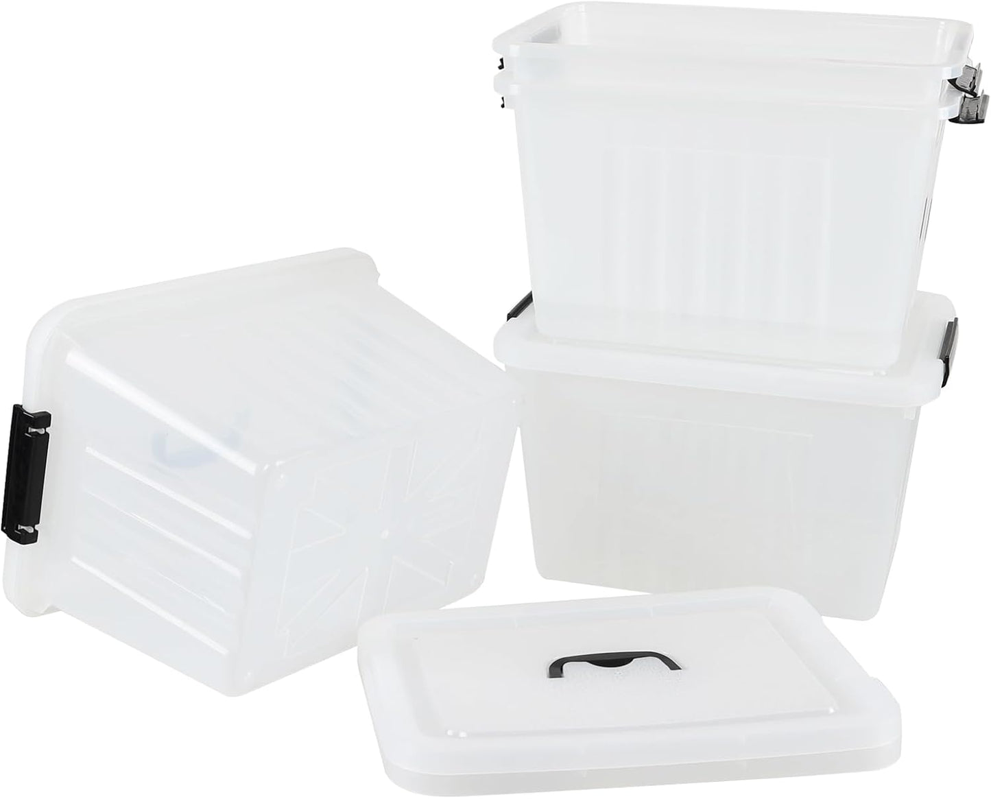 Zopnny 25 Quart Clear Storage Bin with Handle, Plastic Storage Latch Box with Lid, 4 Pack