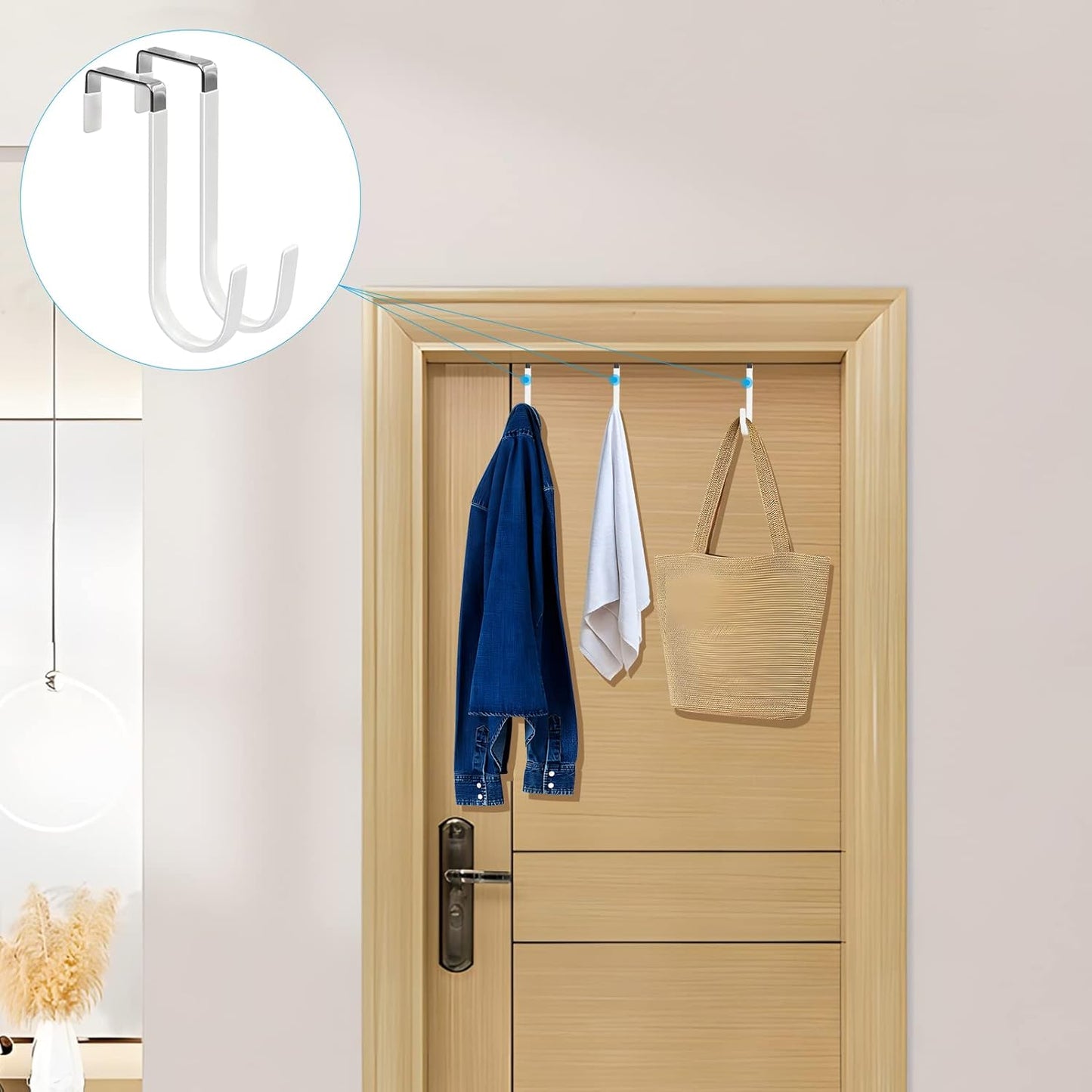 FYY Over The Door Hooks, 10 Pack Door Hangers Hooks with Rubber Prevent Scratches Heavy Duty Organizer Hooks for Living Room, Bathroom, Bedroom Hanging Clothes, Towels, Hats, Coats, Bags White