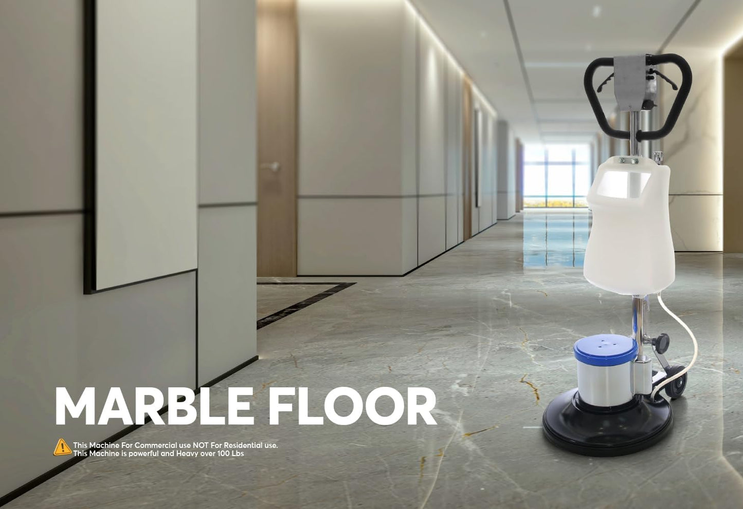 Industrial Floor Polisher Machine 17" with (1 Tank + 2 Brushes + 1 Pad Holder ) ,1.5 HP BF522