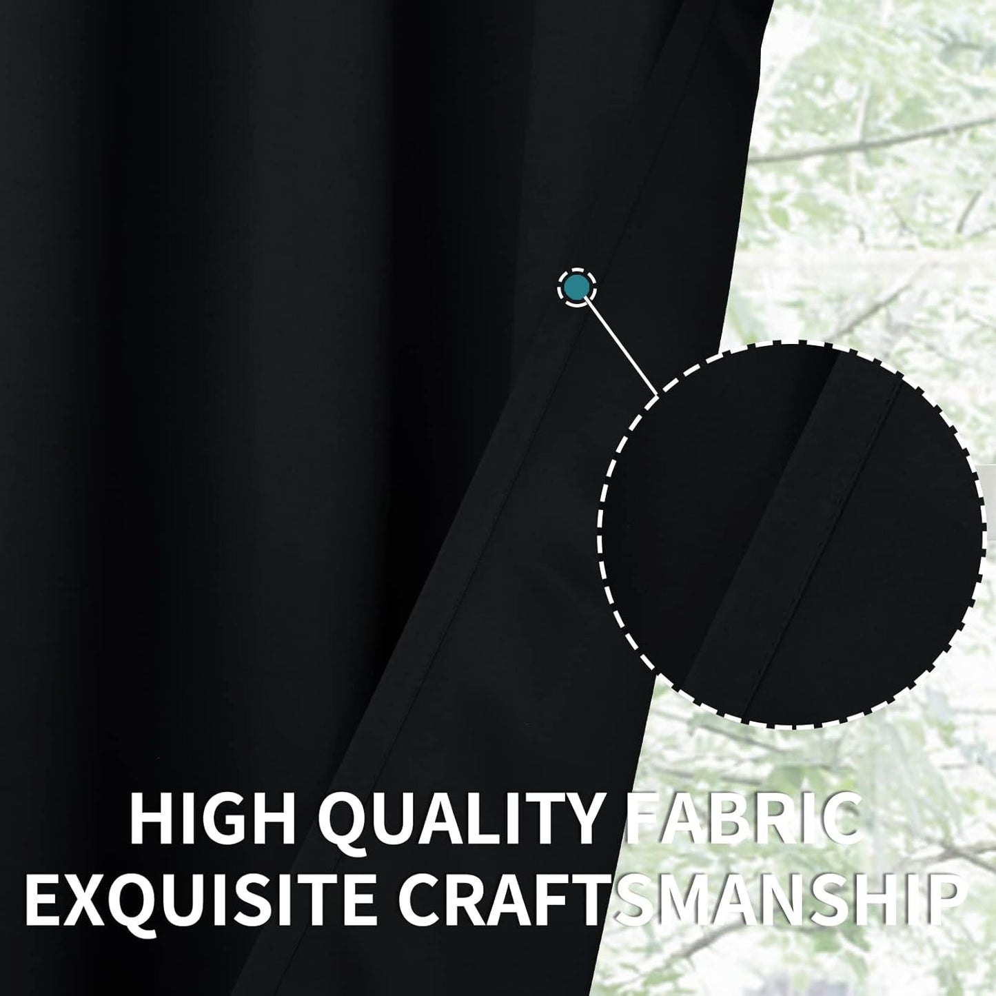 BGment Black Blackout Curtains 40 Inch Long for Bedroom KIthchen Window - Rod Pocket Short Length Window Drapes Privacy Blinds for Bathroom Rv Camper Cafe, 2 Panels, 34 x 40 Inch