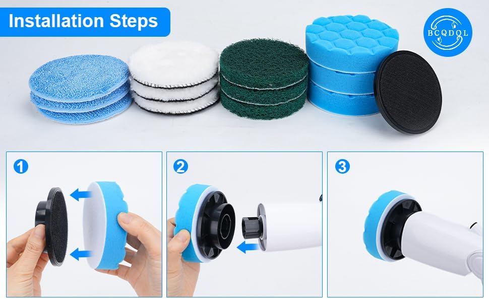 Electric Spin Scrubber Brush Heads Set, 12 Pack Replaceable Brush Heads for Cordless Power Scrubber, for Household Cleaning Brushes Kitchen Bathroom Floor Tile Car