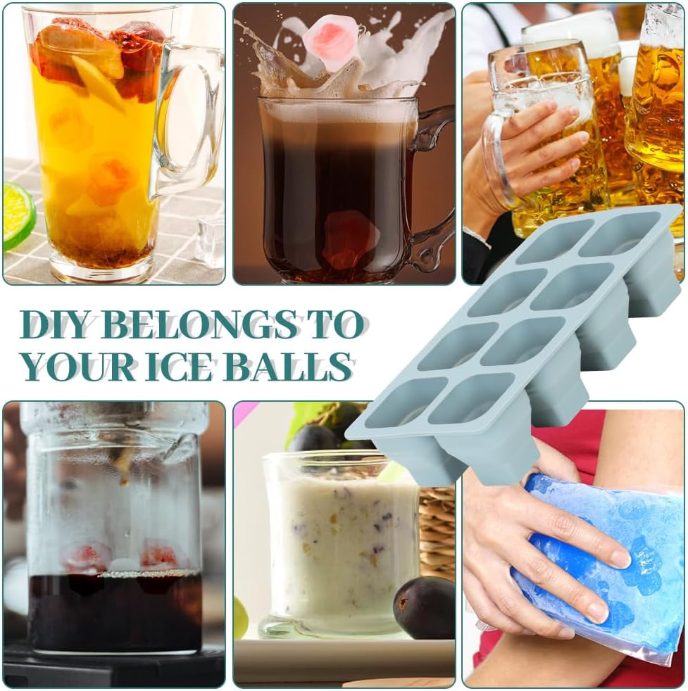 Foldable Ice Cube Trays, 2 Pack Folding Ice Cubes Maker Molds with Lid for Freezer, Easy-Release Silicone Ice Cube Tray Making, Ice Chilling CocktailăWhiskeyăTeaăCoffeeăIce Cream MakerăBaby Food