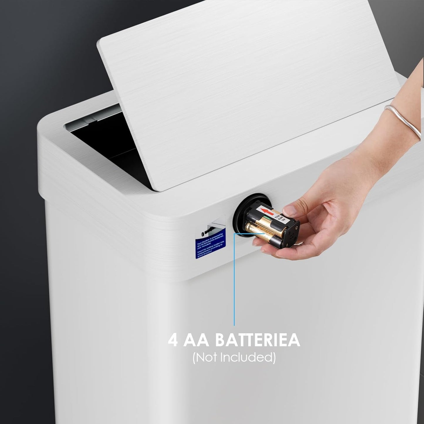 TLSUNNY 18.5 Gallon Motion Sensor Trash Can,Touchless Automatic Garbage Can,Brushed Stainless Steel Smart Bin,with Bag Holder,Soft Close Lid,for Kitchen,Office,RV,Bedroom,Living Room (White, 70L)