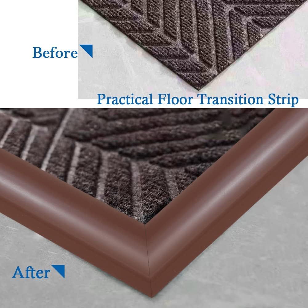 Floor Transition Strip Self Adhesive Carpet & Flooring Transitions Edging Trim Strip PVC Threshold Transitions Suitable for Threshold Height Less Than 5mm (6.56Ft, Brown)