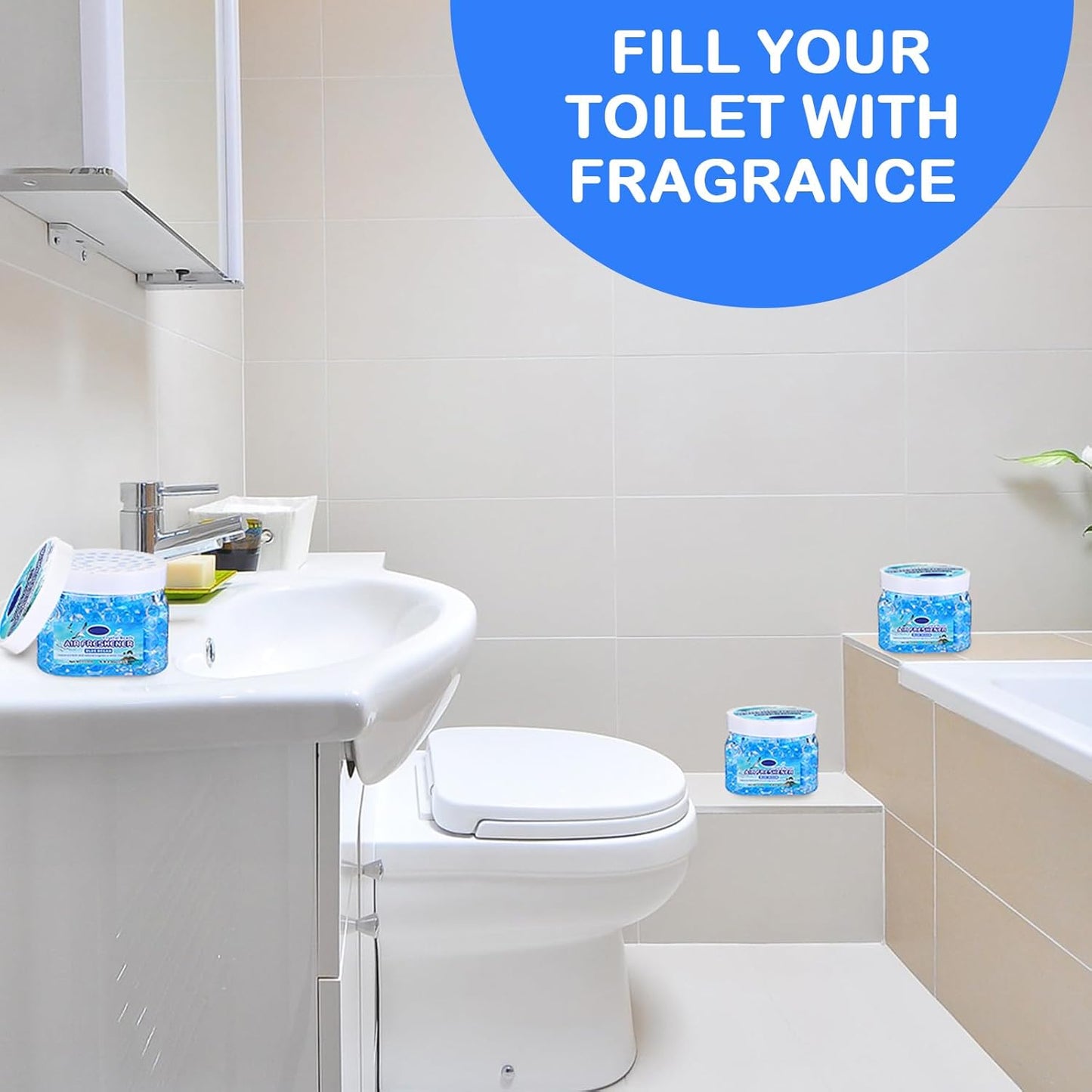 6 Pcs Air Freshener Gel Beads Bulk Odor Eliminator Beads Odor Removing Gel for Home, Bathrooms, Cars, Boats, RVs, Pet Areas, Room, Toilet 8 oz(Blue Ocean)