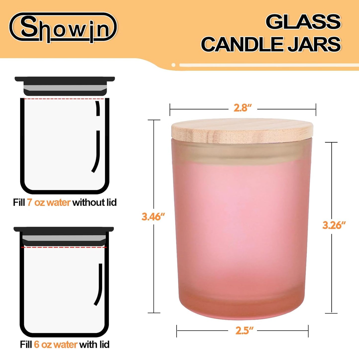 Thick Candle Jars for Making Candles 12 Pcs, 7 OZ Empty Jars with Wood Lids for Candle Making, Sample Container, Frosted Pink