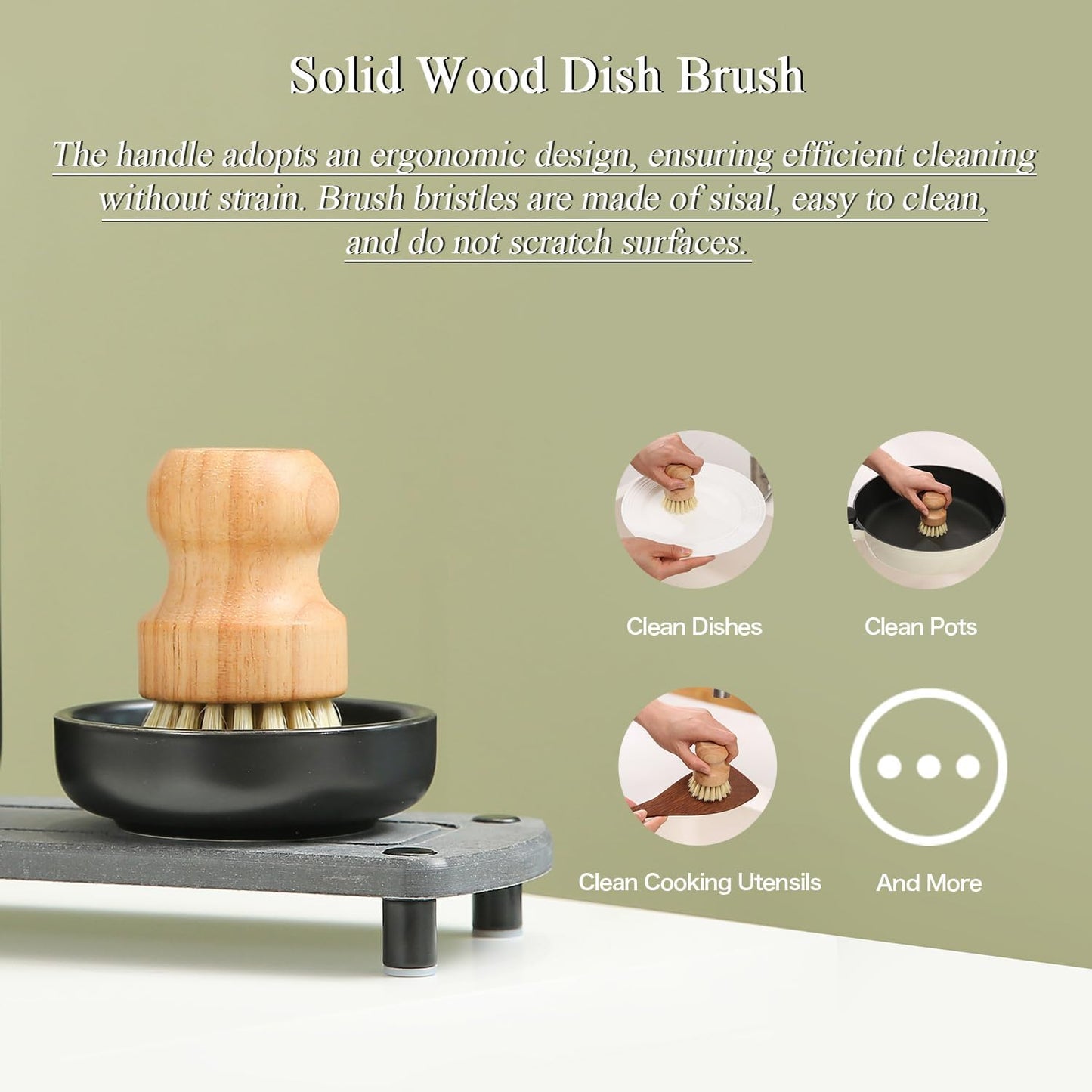 MOMEEMO Matte Black Soap Dispenser Set Comes with Stainless Steel Pumps, Instant Dry Tray, and Dish Scrub Brush, Suitable for Matte Black Kitchen Accessories. (Black)