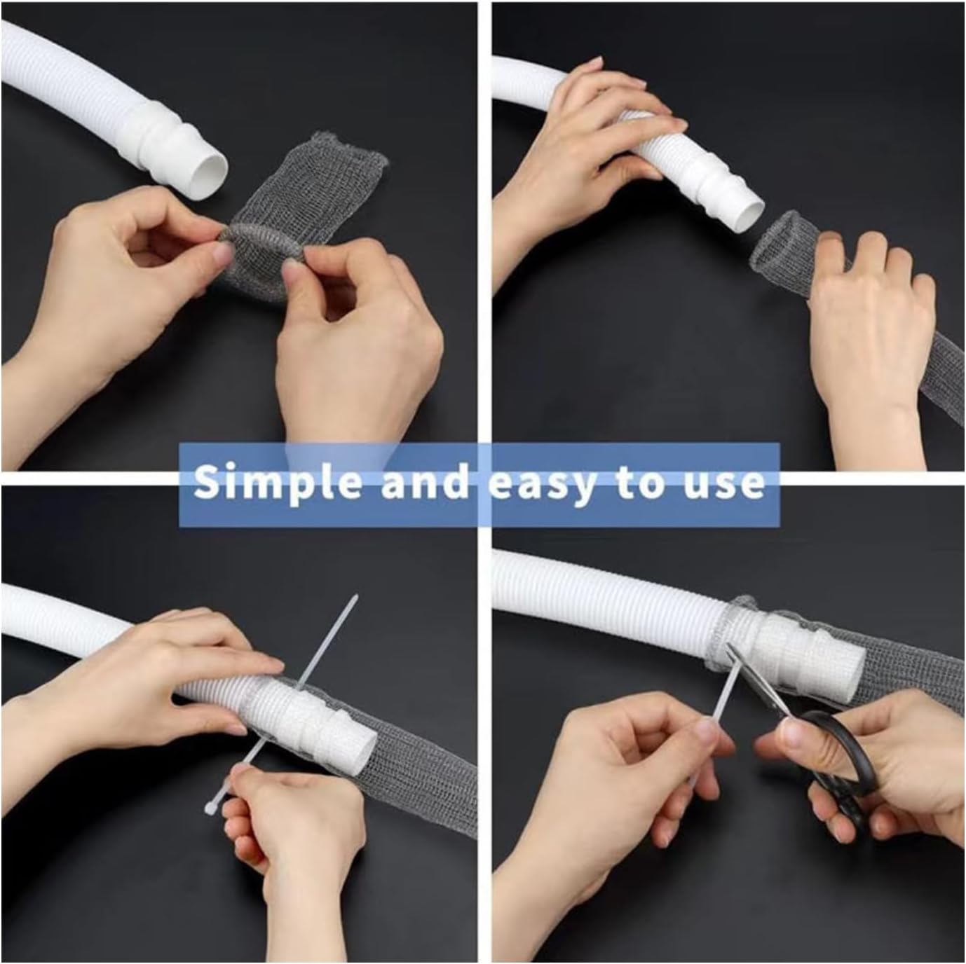 Stainless Steel Lint Traps for Washing Machine Drain Hose – Mesh Filter with Cable Ties for Laundry Sink and Drain Protection(24)