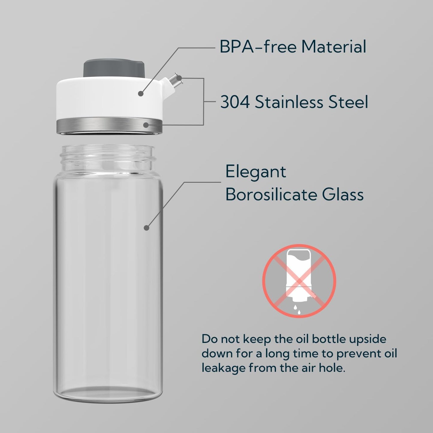 KITCHENDAO Precision Pour Glass Oil Dispenser 2-Piece Set with 3 Modes, Drip-Free Spout, Two Adjustable Flow Speeds, 12 oz Oil and Vinegar Dispensing Bottle 2 Pack Set for Kitchen