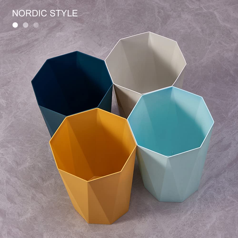 Trash Can Plastic Waste Basket 2.6 Gallon Garbage Can for Bathroom Office Bedroom Kitchen, 2 Pack White