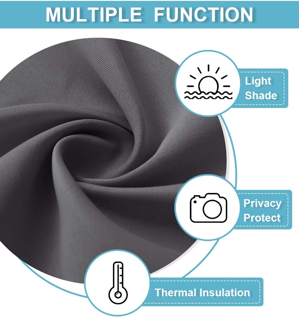 RYB HOME Blackout Curtains 63 inches Long - Energy Saving Insulation Large Window Curtain Blinds for Bedroom Living Room Dining Basement Home Office, W 70 x L 63 per Panel, Grey, 2 Pcs