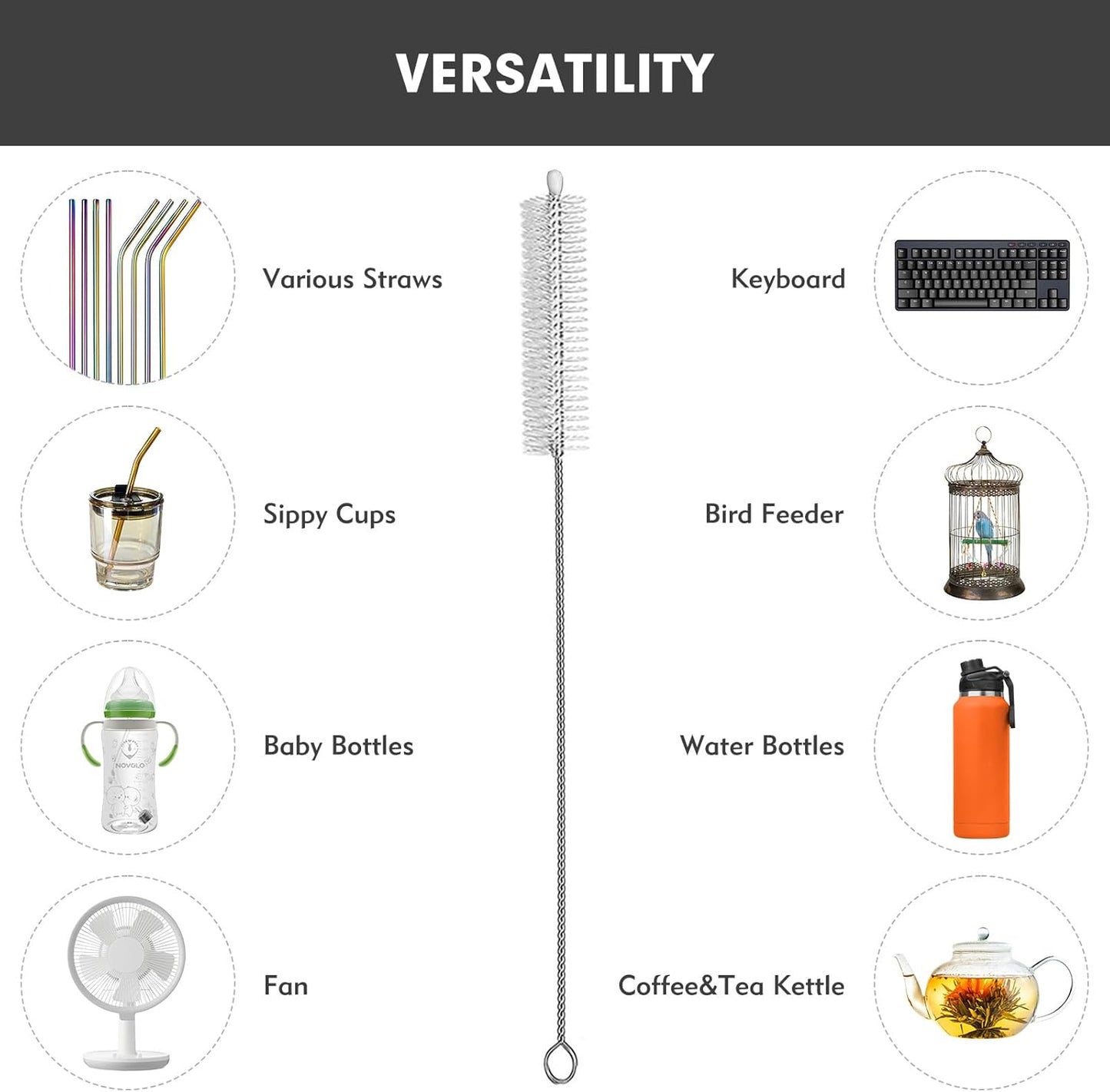 18Pcs Straw Cleaner Brush, Straw Cleaner with Extended Handle for Deep Cleaning, Straw Brushes for Drinking & Glass Straws – Reusable and Easy to Use