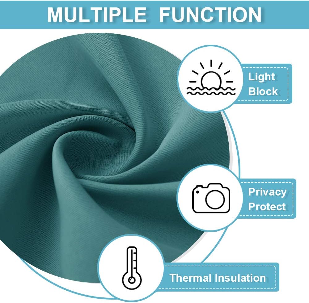RYB HOME Bedroom Window Curtains, Heat Cold Insulated Drapes for Energy Cost Saving Washable Curtain Set for Living Room Family Engagement Bathroom Sunroom, 42 x 54 inches Long, Teal, 1 Pair