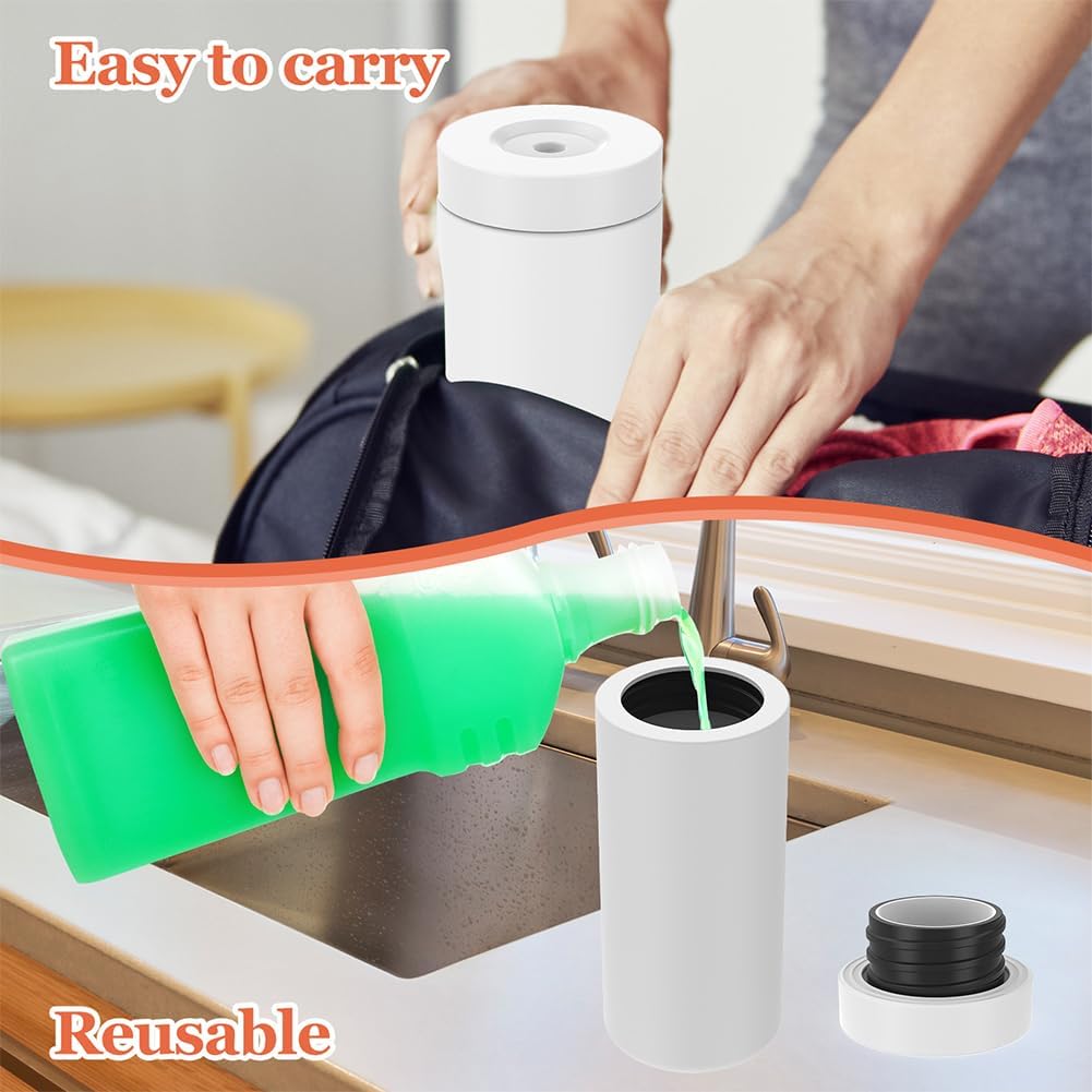 Soap Dispenser Dish Soap Holder for Kitchen Sink 8 oz Round Refillable Foaming Soaps Dispenser Shampoo and Conditioner Bottles Watertight Silicone Squeeze Bottle for Bathroom White