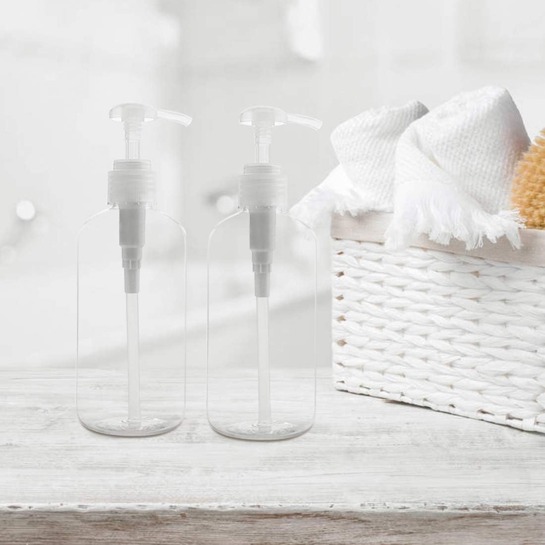 Yebeauty Pump Bottle Dispenser, 4 Pack 10oz/300ml Plastic Dish Lotion Soap Dispenser Clear Liquid Shampoo Container for Bathroom Kitchen Hotel Body Wash