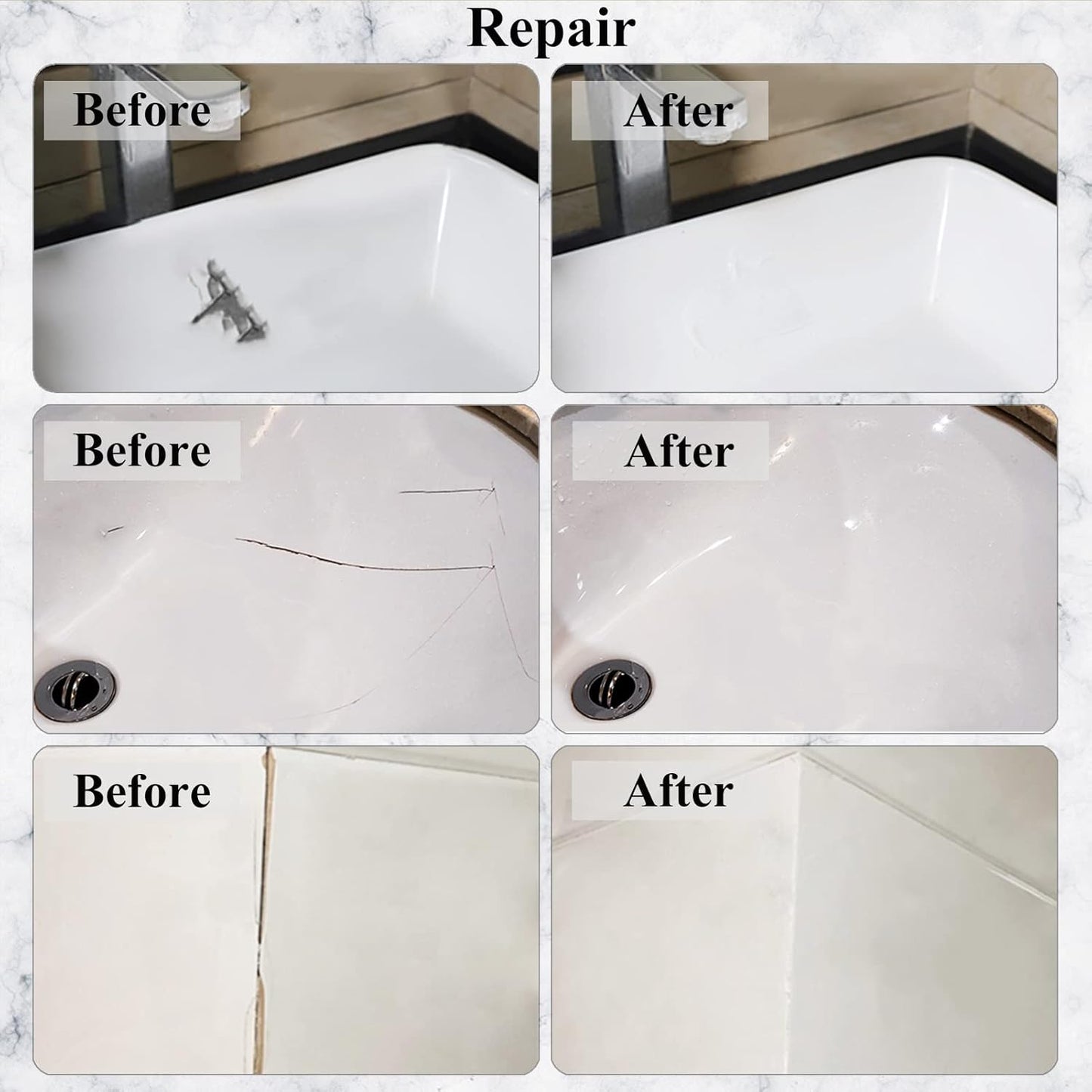 Tub, Tile and Shower Repair Kit (Color Match), Hupeyna Porcelain Repair Kit, Bathtub Repair Kit for Chips Dents Cracks Holes Scratchs, etc. Fiberglass Repair Set - Offer More Color Options