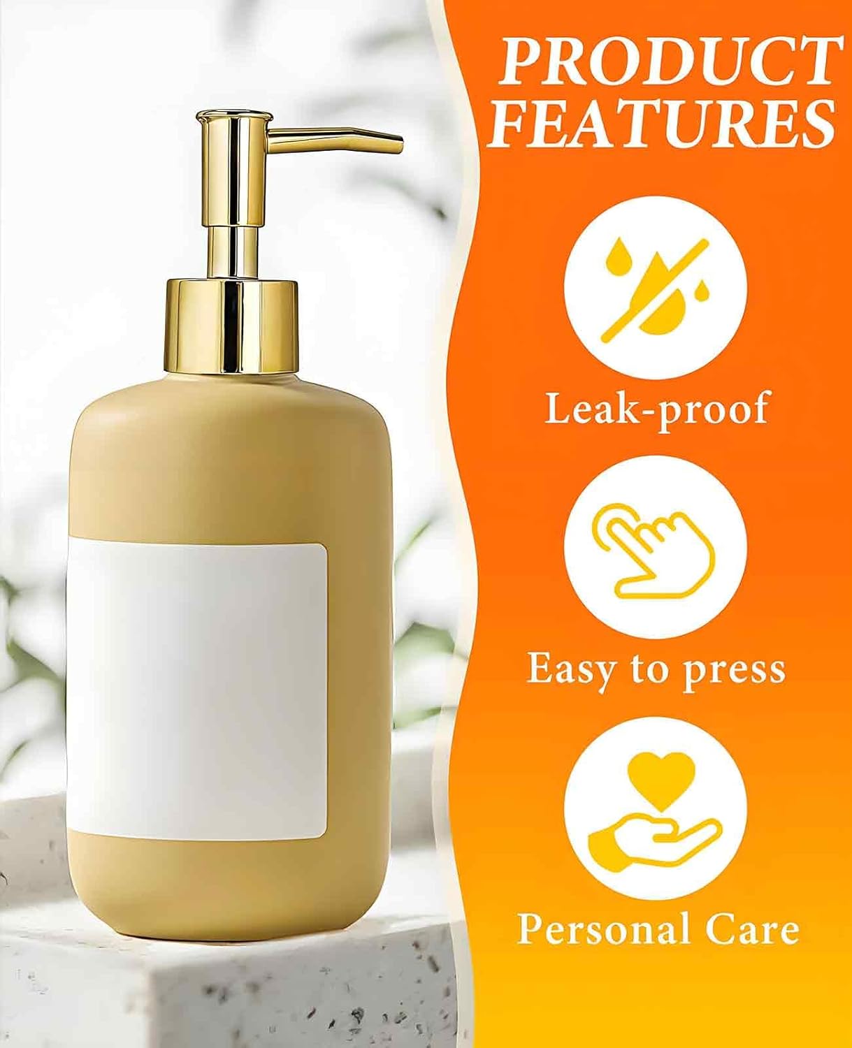 6 Pack Gold Soap Dispenser Pump, Top Replacement for Lotion & Regular Glass Bottles (Standard Diameter 28/400 Neck Size)