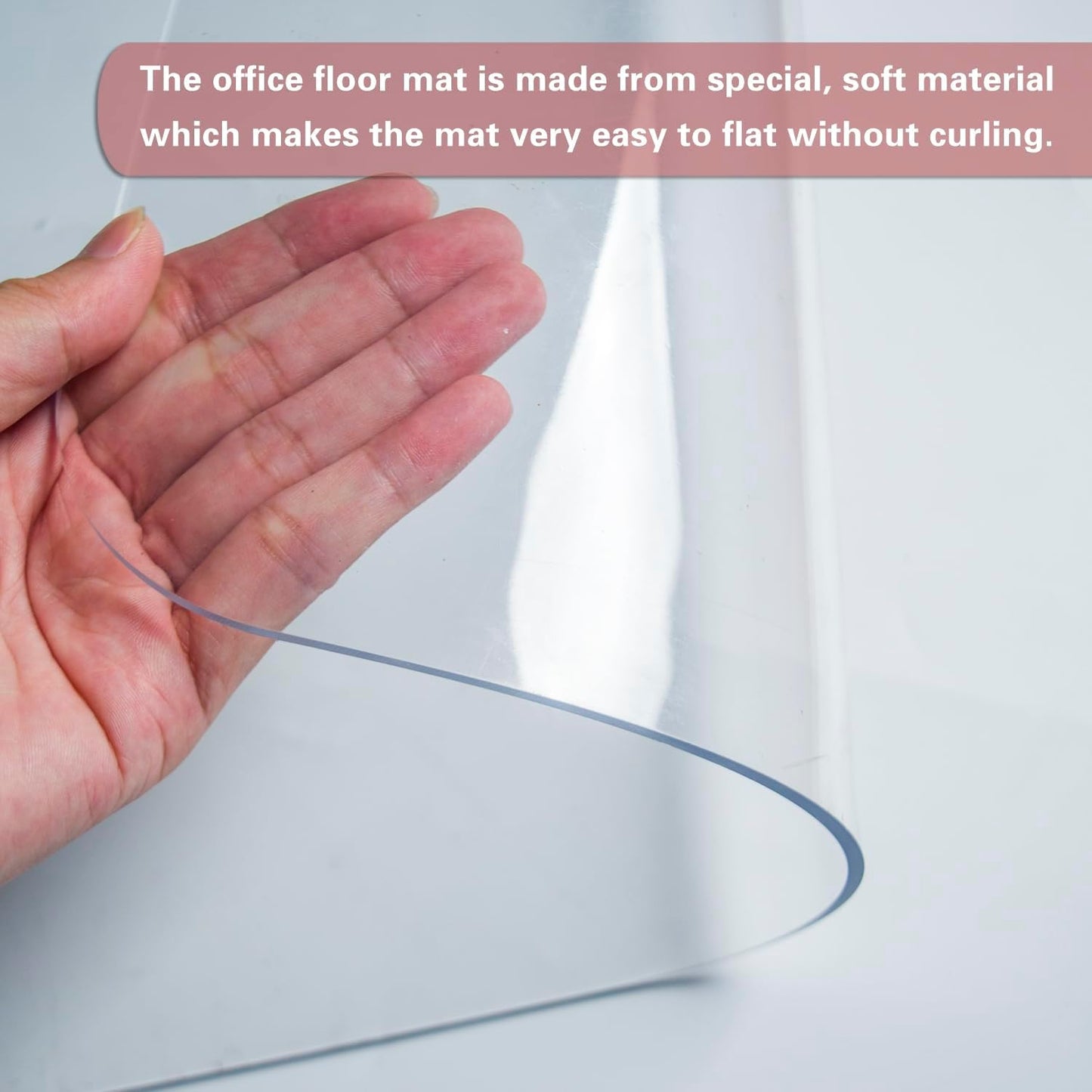 Office Chair Mat for Hardwood Floor, 1/8" Thick 55” x 35” Crystal Clear Hard Floor Chair Mat, Transparent Floor Protector Mat Flat Without Curling