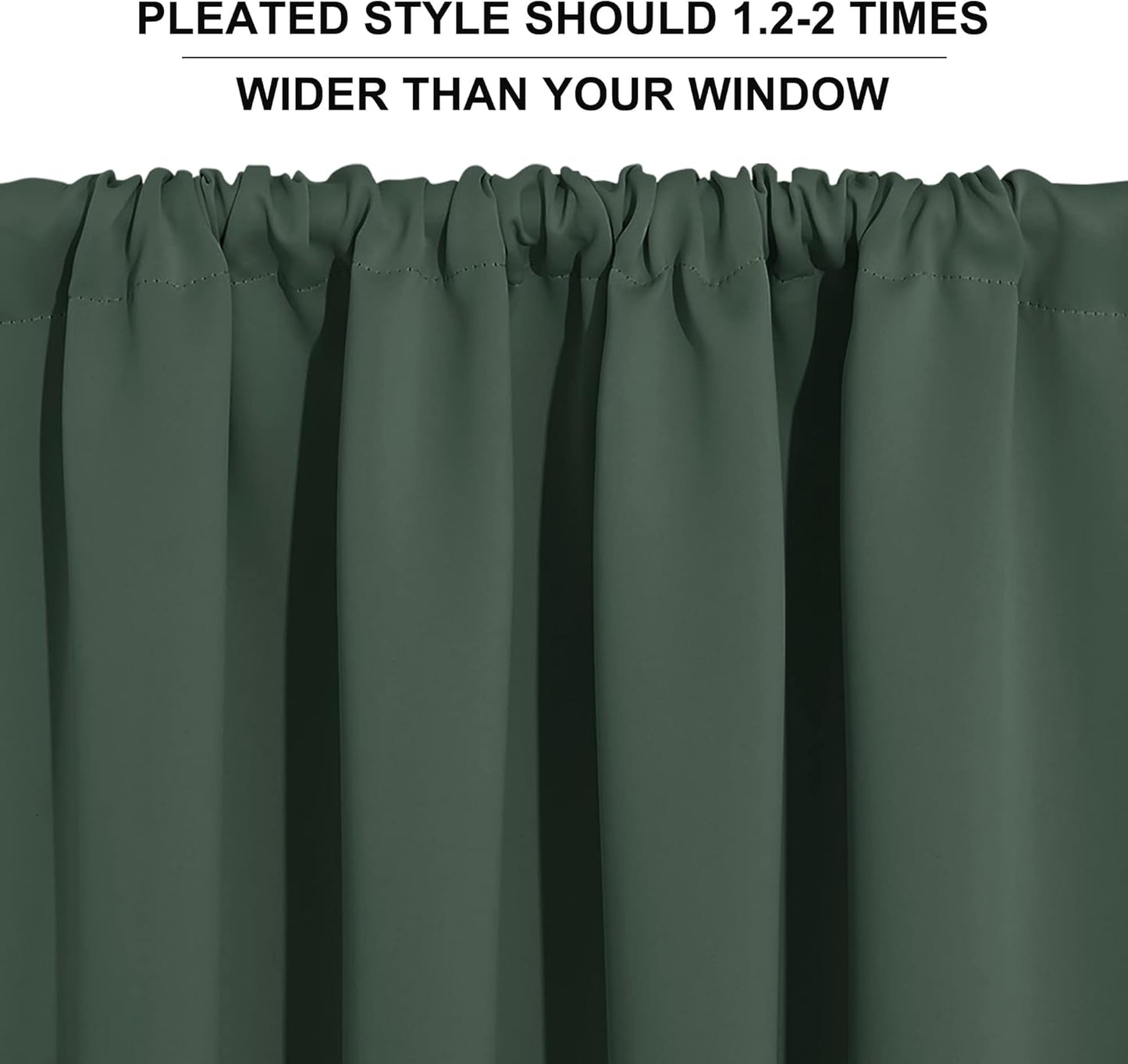 RYB HOME Living Room Curtains 63 inch Length 2 Panels Set, Thermal Insulated Privacy Window Drapes Rod Pocket Design All Lights Blocking for Bedroom Studio, W 42 x L 63 inch, Dark Green