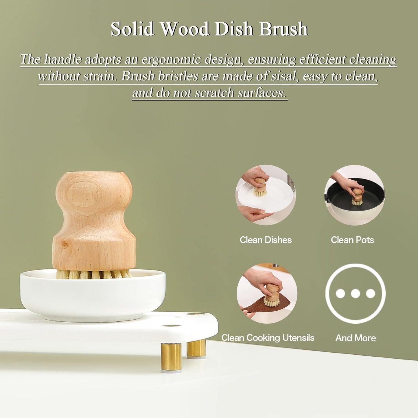 MOMEEMO Gold Soap Dispenser Set Comes with Stainless Steel Pumps, Instant Dry Tray, and Dish Scrub Brush, Suitable for Kitchen Decor and Accessories. (Gold)