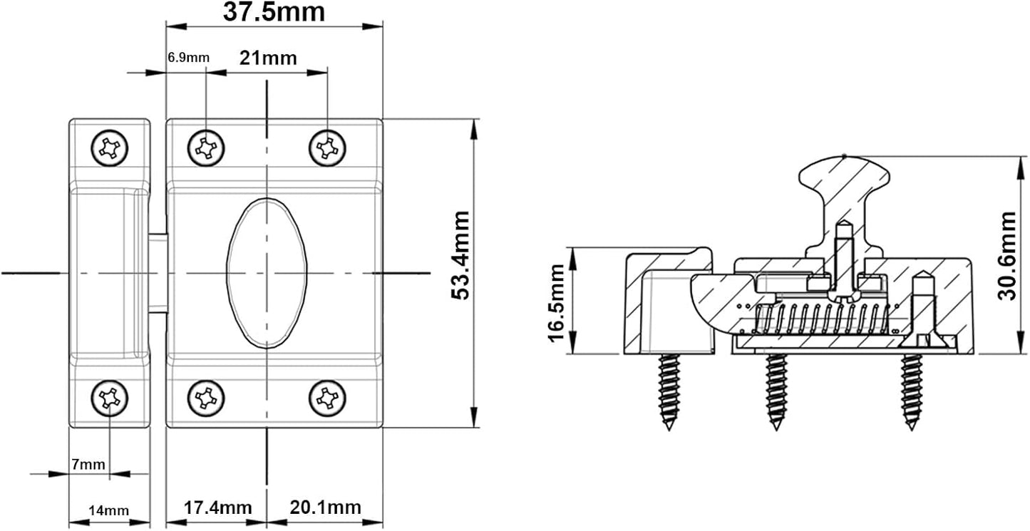 QCAA Traditional Large Oval Turn Cabinet Latch, Solid Brass, 2", for Cupboard & Other Furniture, Brushed Antique Brass, 2 Pack, Made in Taiwan