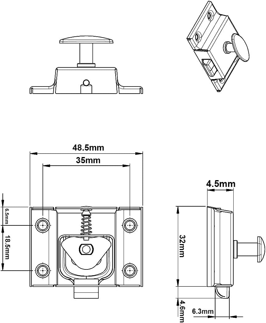 QCAA Oval Turn Cabinet Latch, for Cupboard & Other Furniture, Small, Brass Plated, Made in Taiwan, 4 Pack