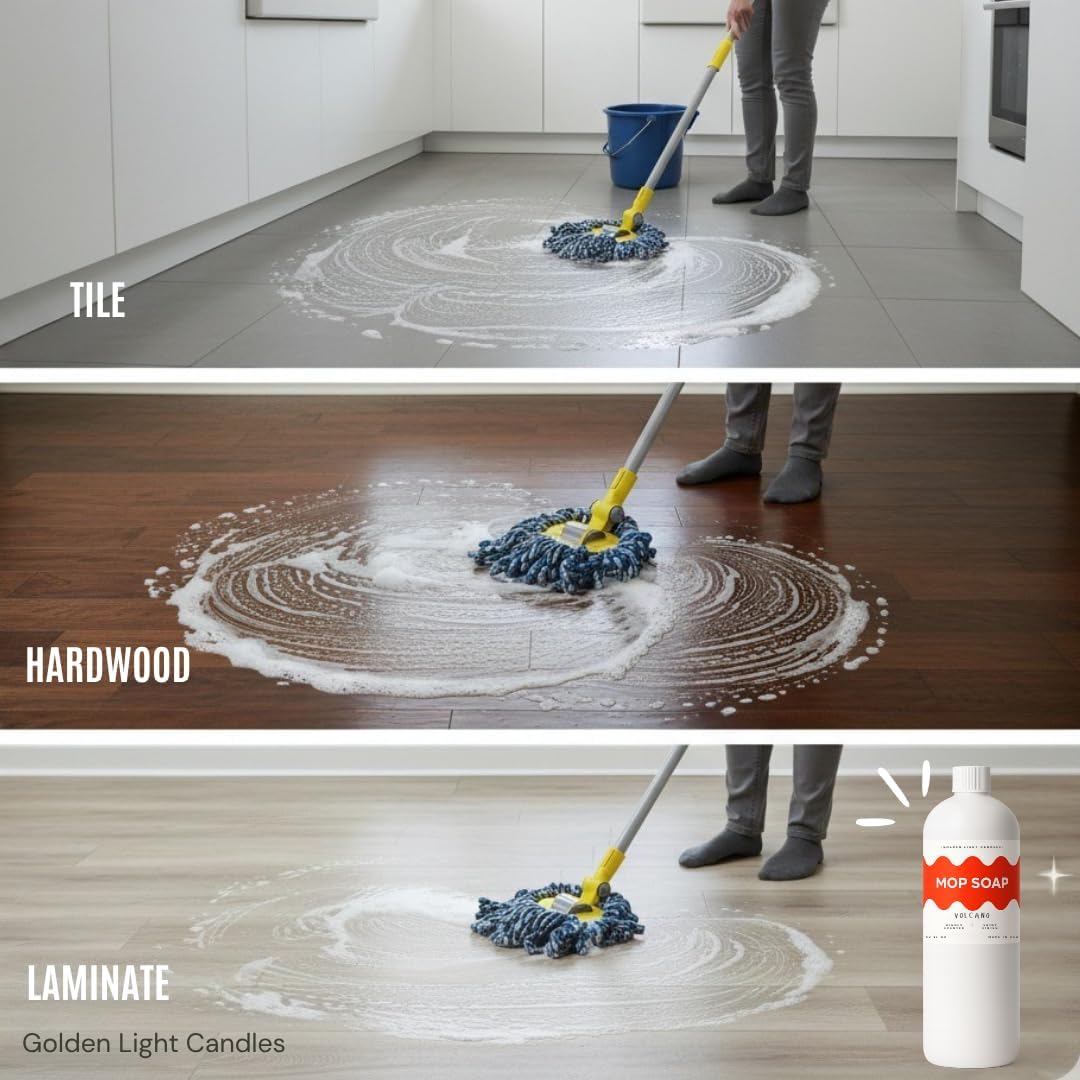 Mop Soap – Highly Scented Luxury Floor Cleaner Concentrate – Volcano Scent, Leaves Floors Shiny Without Any Residue – Multi-Surface Floor Mopping Solution, Made in USA, 32 oz