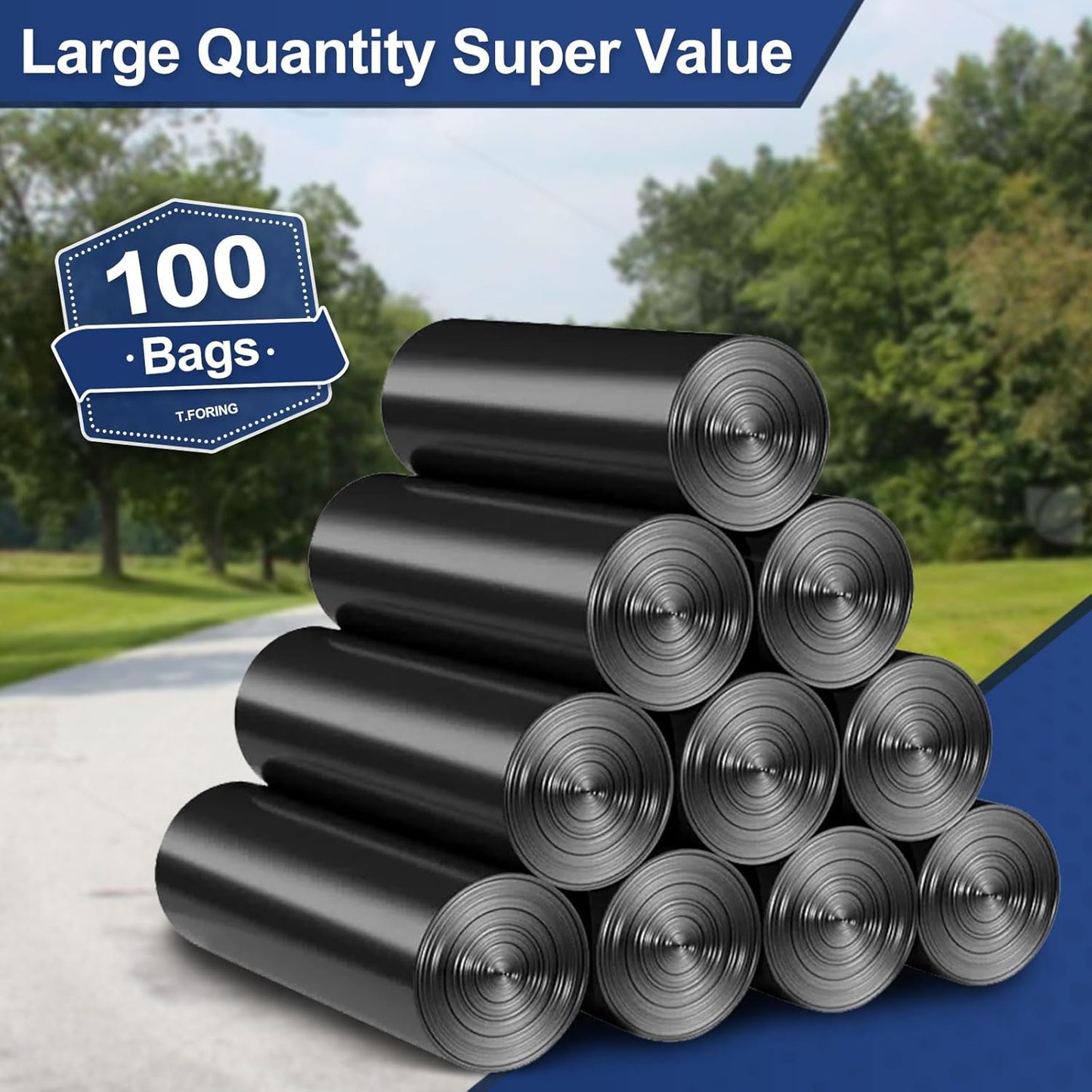 30-35 Gallon Trash Bags Heavy Duty 1.5 Mil - 35" x 37" 100 Count Large Black Garbage Bags 30+ Gallon Strong Plastic Trash Can Liners for Home Kitchen Commercial Lawn and Leaf