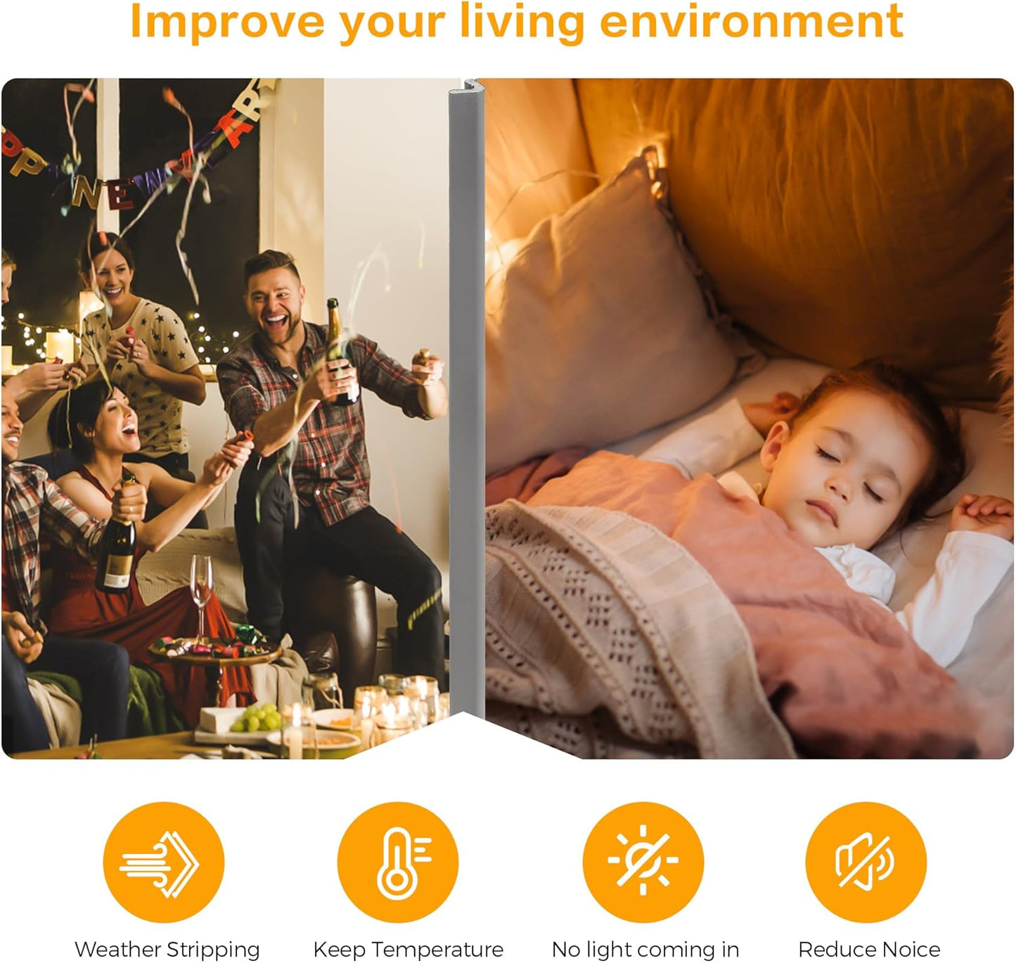 Weather Stripping Door Seal Strip Soundproof Q Foam Tape, Exterior Door Insulation Strip for Large Gap, Easy to Install(Grey, 40FT)