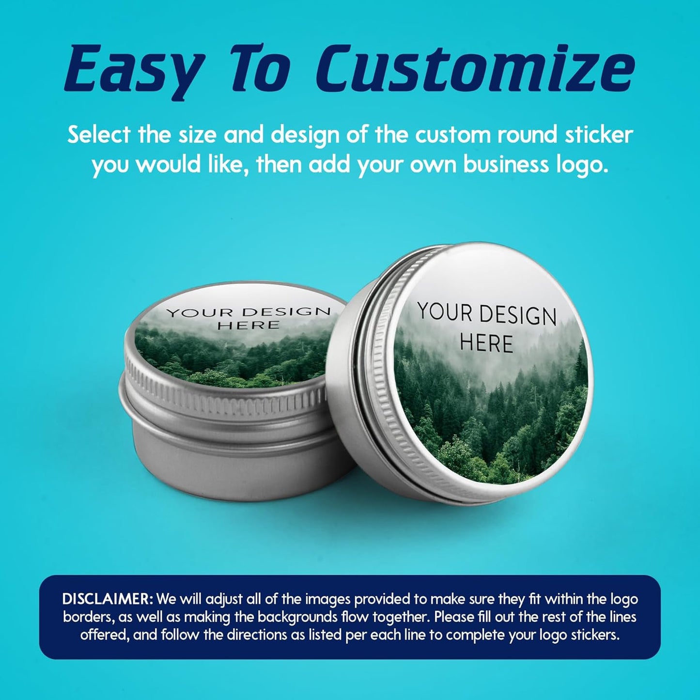 100 Custom Vinyl Stickers - Upload Your own Image, Text, Design, Logo - Personalized Logo Labels for Handmade, Packaging, Bottle, Jars, Candle, Brand Stickers (Foggy Valley, 3x3)