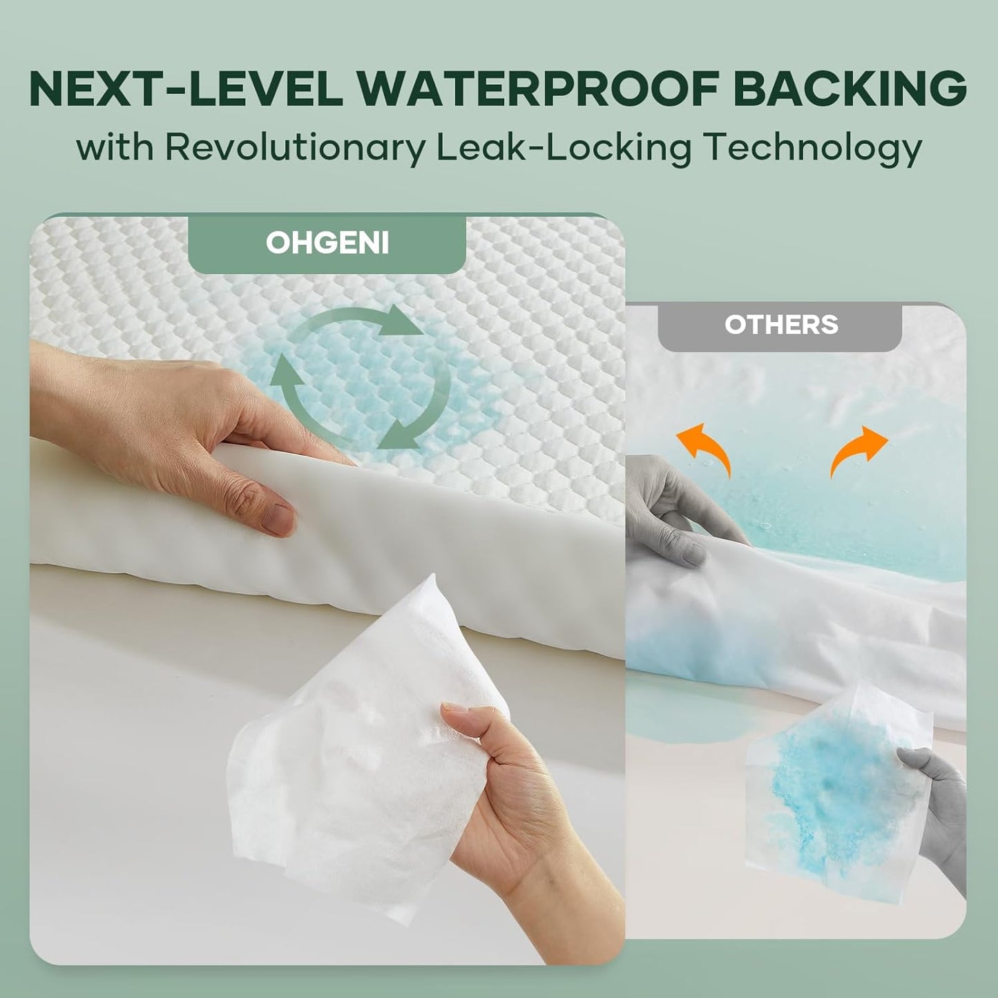 OhGeni 100% Waterproof Mattress Protector, Crib Size-2 Pack Mattress Pad, Fits 3"-6" Mattresses with Deep Pocket, Cooling, Breathable Fitted Sheets, Soft Bed Cover, Noiseless, Machine Washable