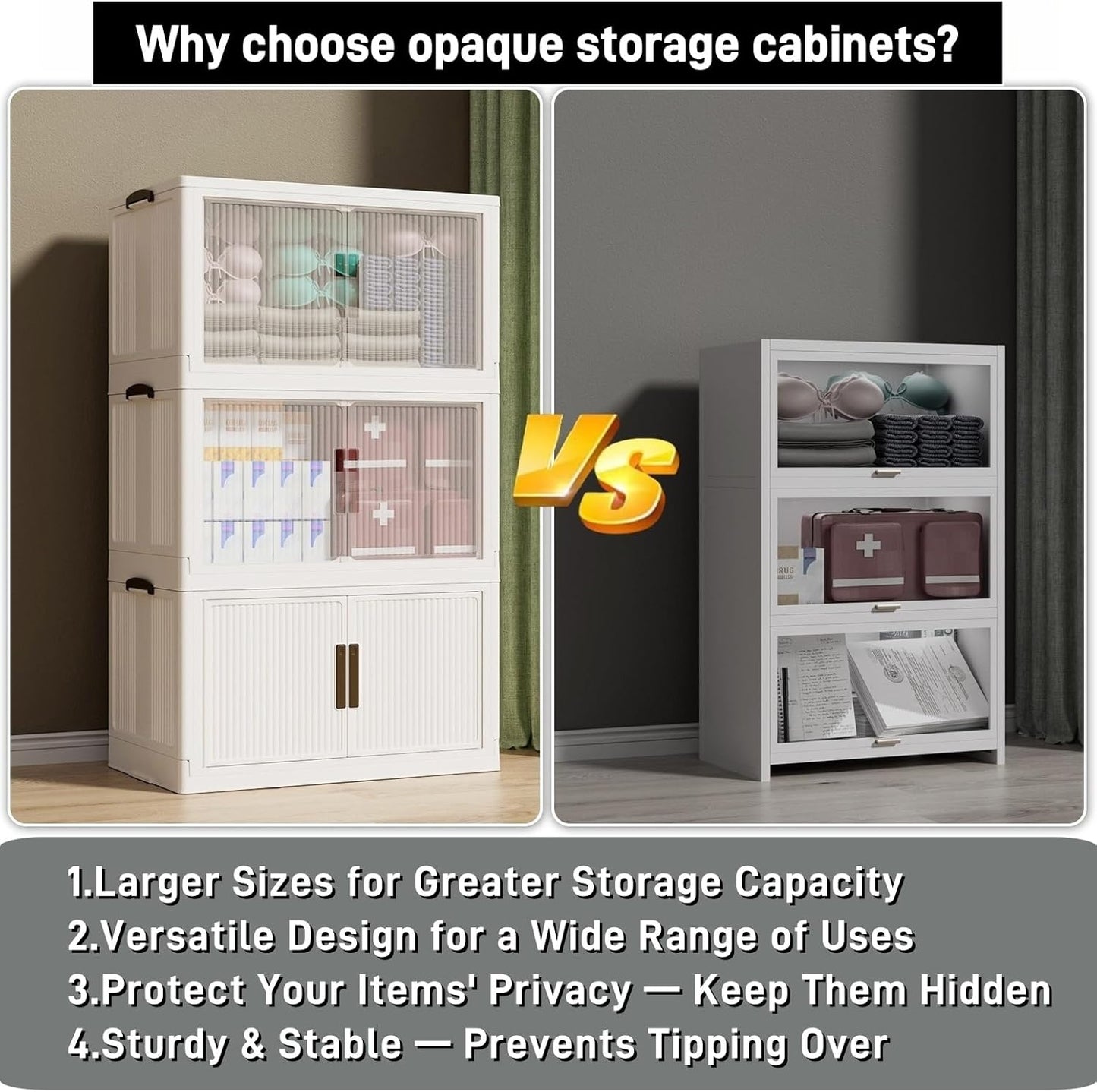 Stackable Storage Bins with 1 lid Stackable Storage Drawers for Clothes, Collapsible Stackable Storage Bins for Clothes, Home, Office (4 tiers)