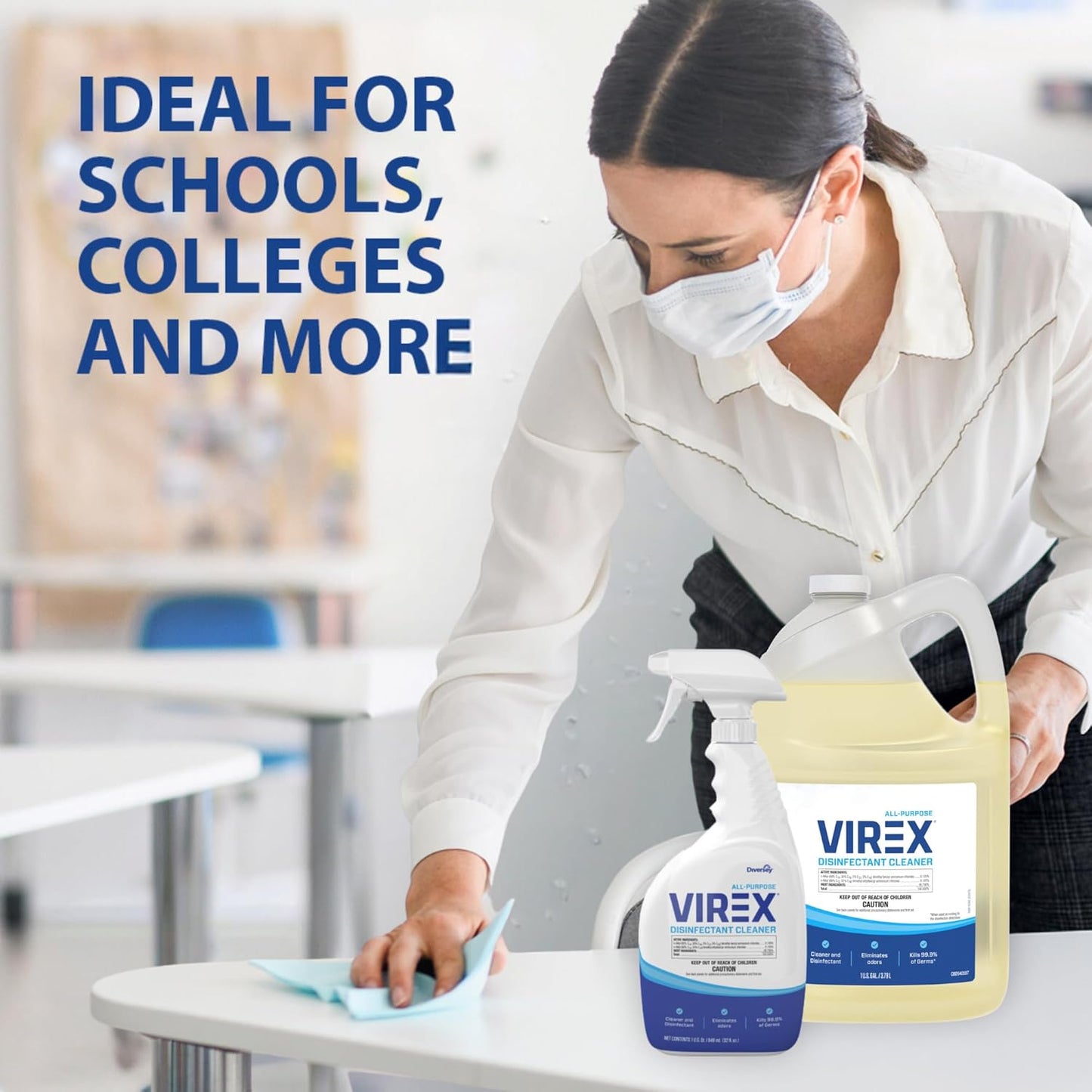 VIREX CBD540557 All Purpose Disinfectant Cleaner - Kills 99.9% of Germs and Eliminates Odors, Ready-to-Use Liquid Refill, Lemon Scent, 1-Gallon (Pack of 2)