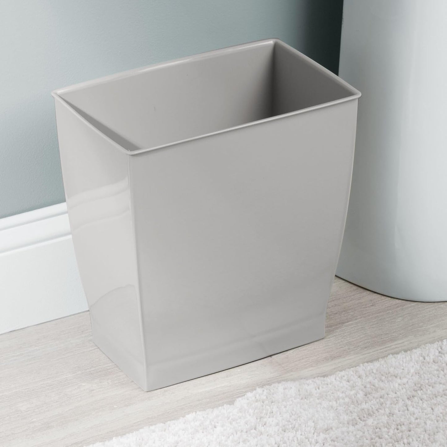 iDesign Small Bathroom Trash Set of 4-Gray Mono Rectangular Can M4