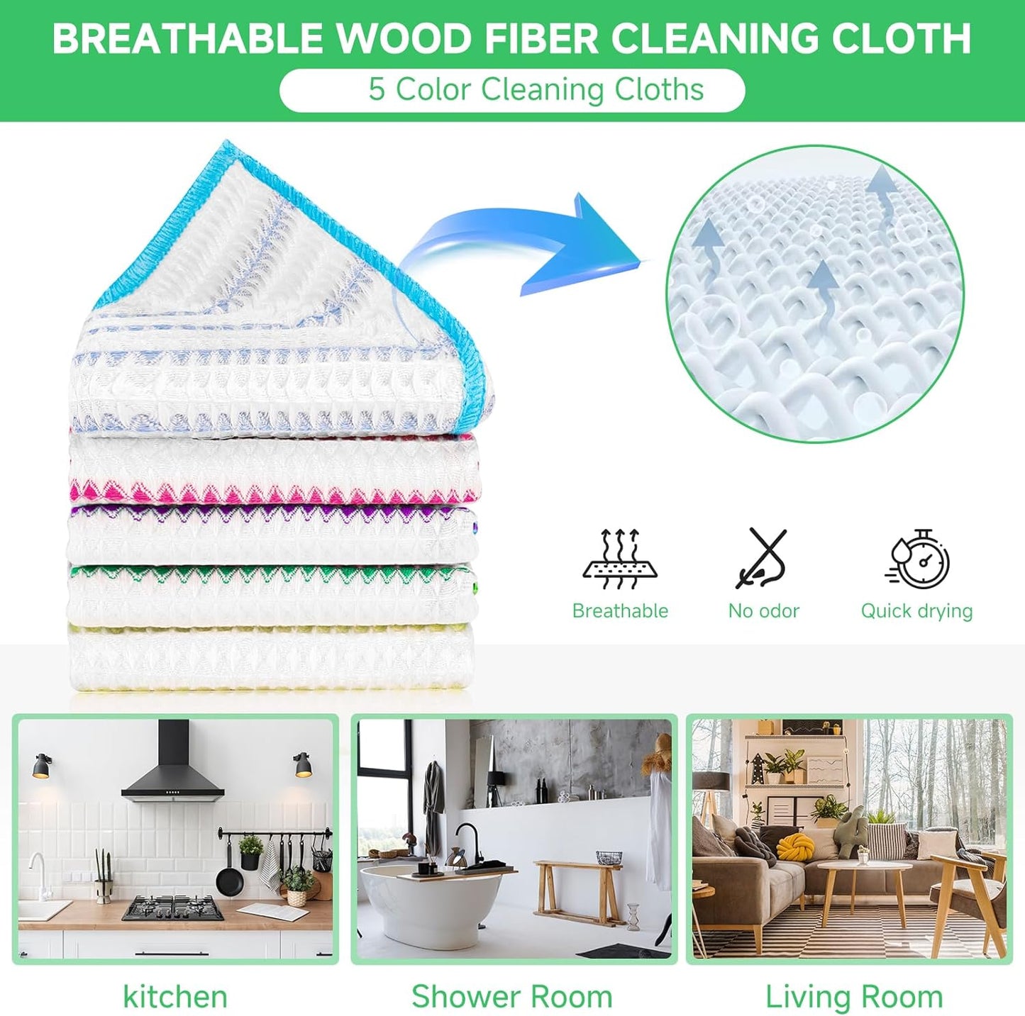 Wood Fiber Cleaning Cloth-15pcs, Super Absorbent Cleaning Cloth, No Oil Stains, Household No Stripe Cleaning Cloth for Car Kitchen Household, Multifunctional Cleaning Towel, Size:11.5x11.5in