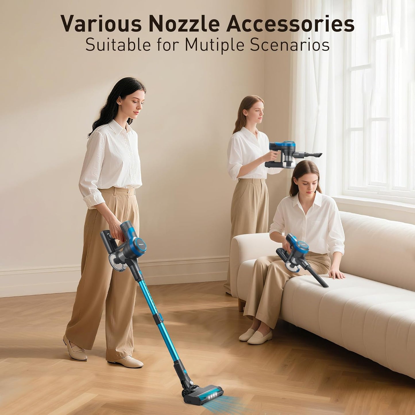 250W 25KPa Suction Cordless Vacuum Cleaner, 6-in-1 Lightweight Stick Vacuum with LED Display, 45 Mins Runtime for Hard Floor, Carpet, Pet Hair, Car Cleaning