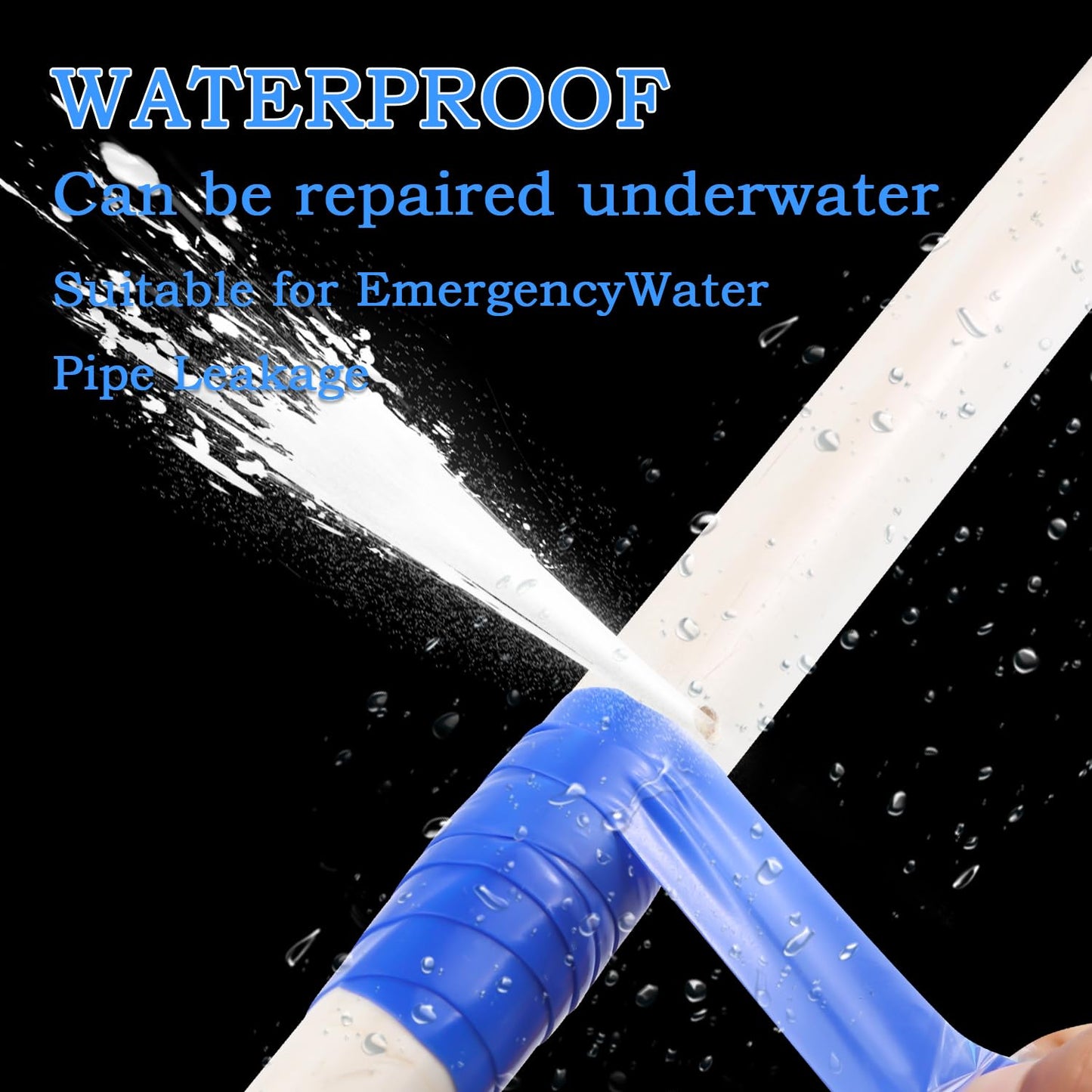 Self Fusing Silicone Tape 1 in x 5' Blue Waterproof Rubber Leak Proof Sealing Silicone Rubber Self-amalgamating Tape for Emergency Hot and Cold Water Pipe Repairs and Tool Fixation