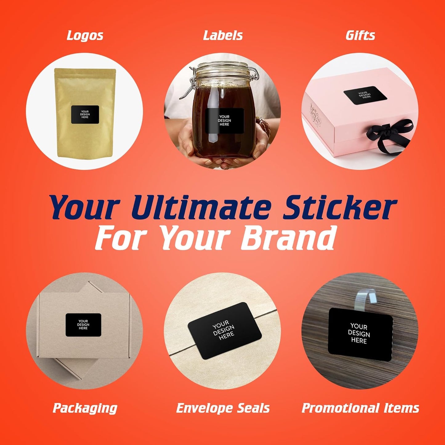 Custom Vinyl Stickers - Upload Your own Image, Text, Design, Logo - Personalized Logo Labels for Handmade, Packaging, Bottle, Jars, Candle, Brand Stickers (Black, 5x3) 5-1000