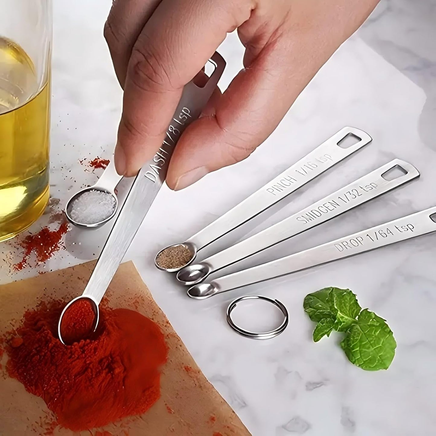 Stainless Steel Measuring Spoons Set of 11, Includes 6 Rectangular Measuring Spoons and 5 Tiny Spoons, Compact Spoons Design for Narrow Spice Jars, Ideal for Dry and Liquid Ingredients