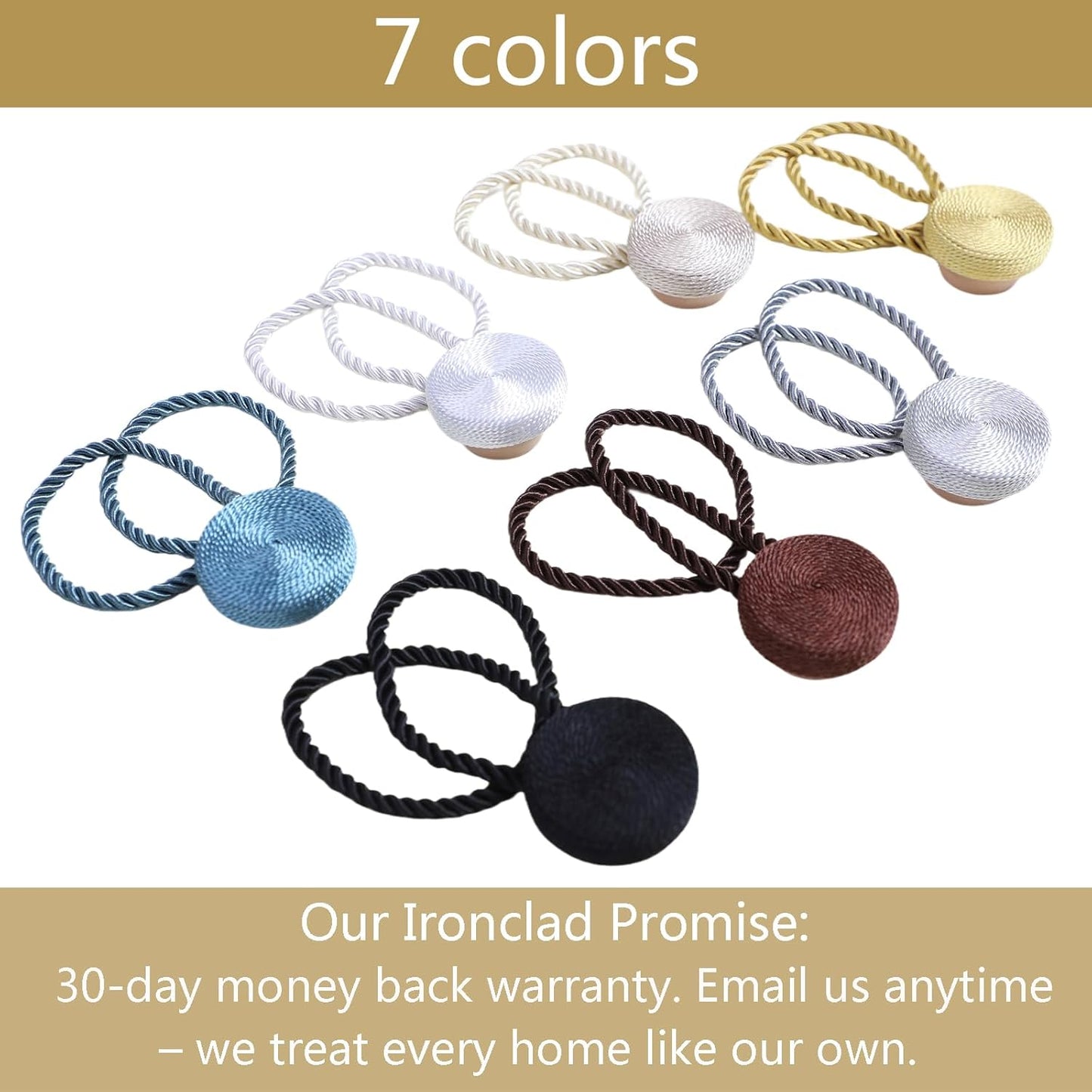 Magnetic Curtain Tiebacks - 12mm Magnetic Tie Backs for Curtains, Heavy Duty No Drill Curtain Holdbacks for Home/Office Windows Drapes, Elegant Gift-Ready Design 7 Colors (2, Coffee)
